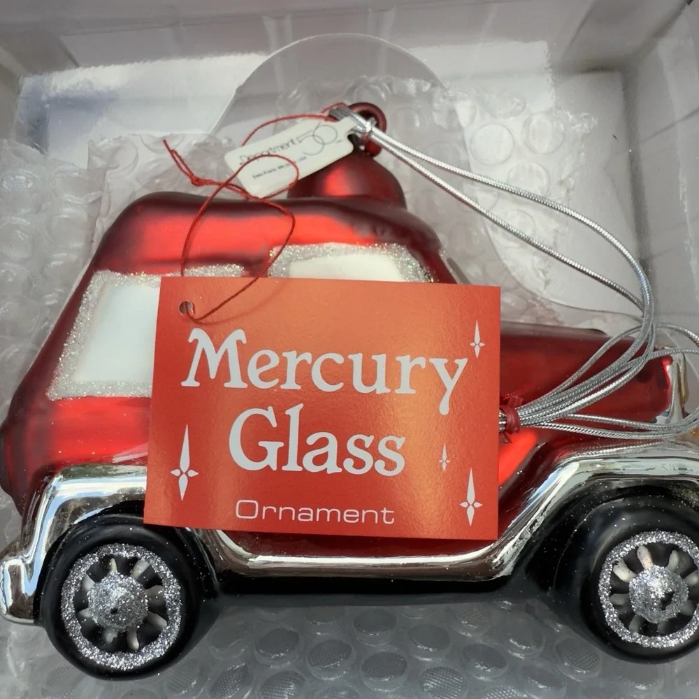 Vtg 90s Dept 56 Mercury Glass Sport Utility Vehicle Ornament Large Shiny Red Car
